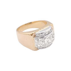 Bague tank en or rose, blanc et diamants. - Castafiore
