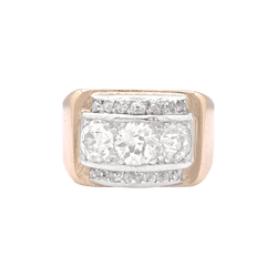 Bague tank en or rose, blanc et diamants. - Castafiore