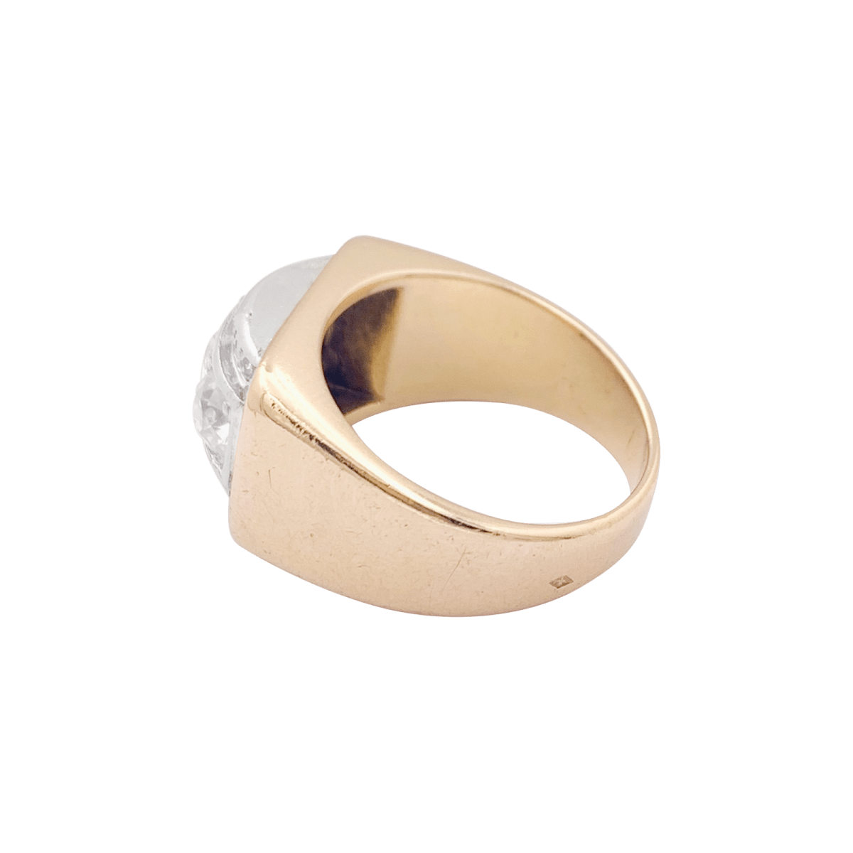 Bague tank en or rose, blanc et diamants. - Castafiore