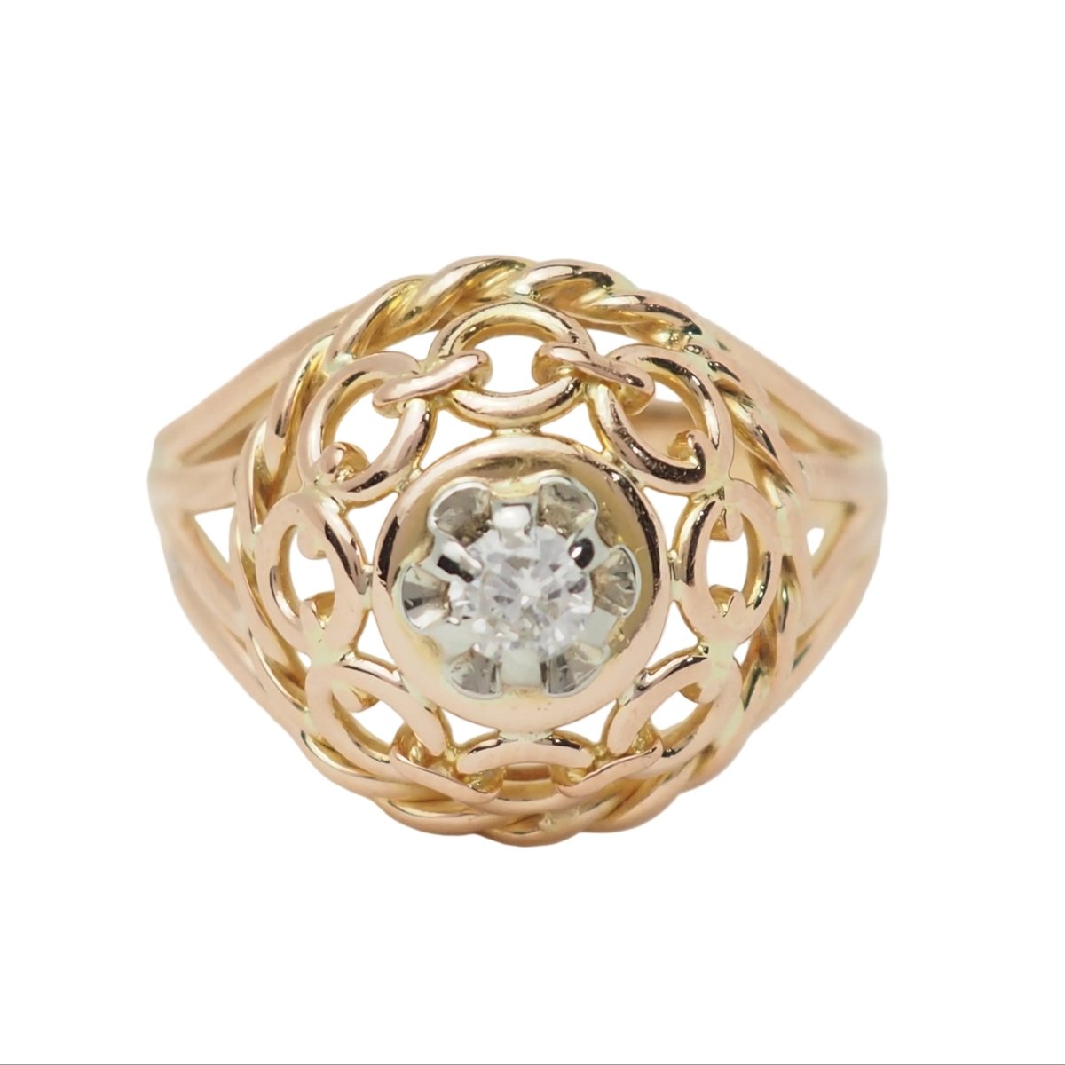 Bague Tank en or rose et diamant - Castafiore