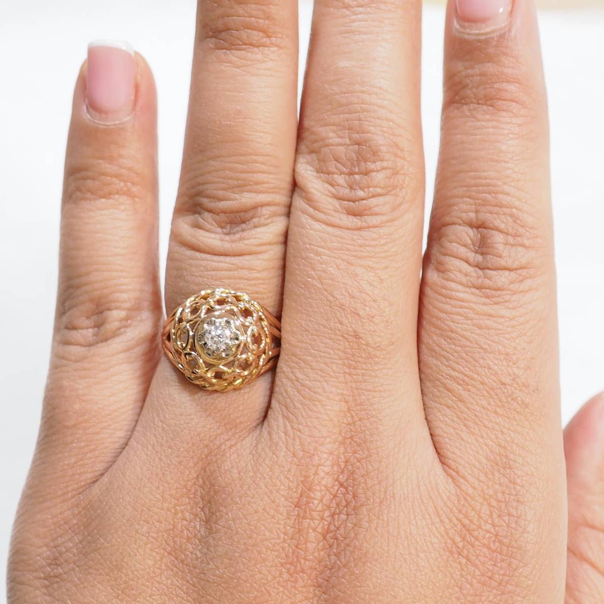 Bague Tank en or rose et diamant - Castafiore