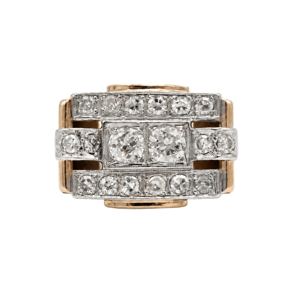 Bague Tank en or rose et diamants - Castafiore