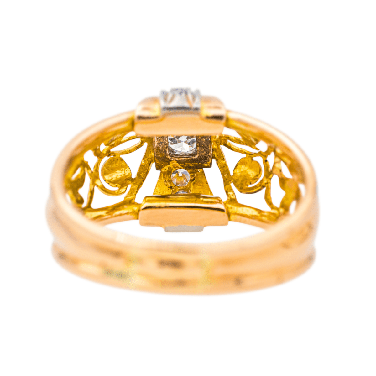 Bague Tank en or rose et diamants - Castafiore