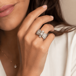 Bague Tank en or rose et diamants - Castafiore
