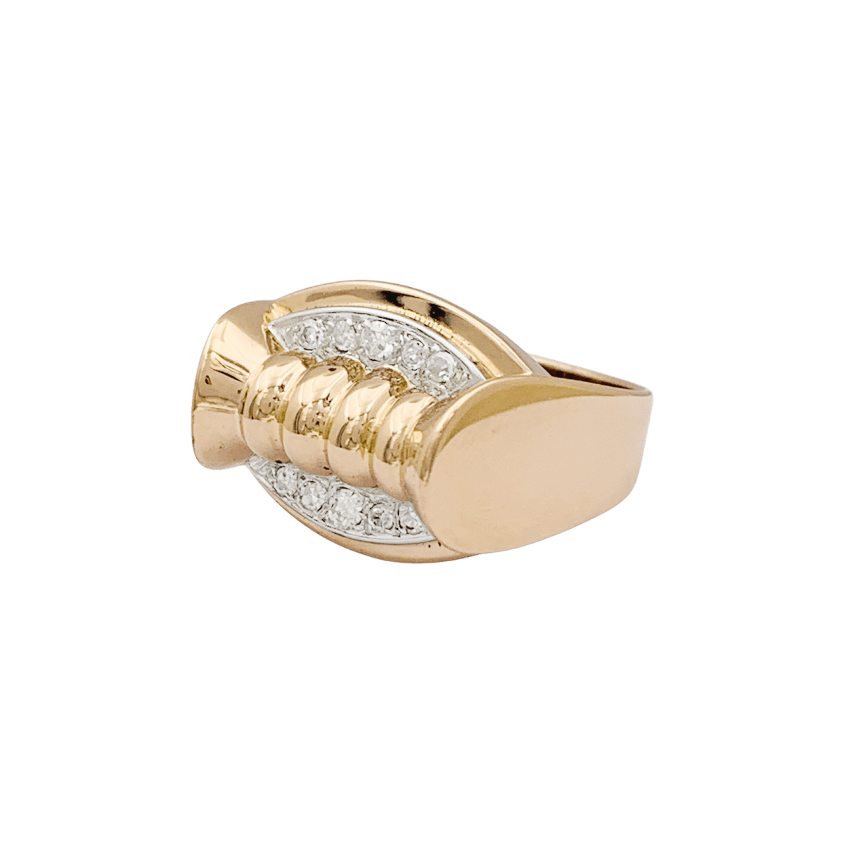 Bague Tank en or rose et diamants - Castafiore