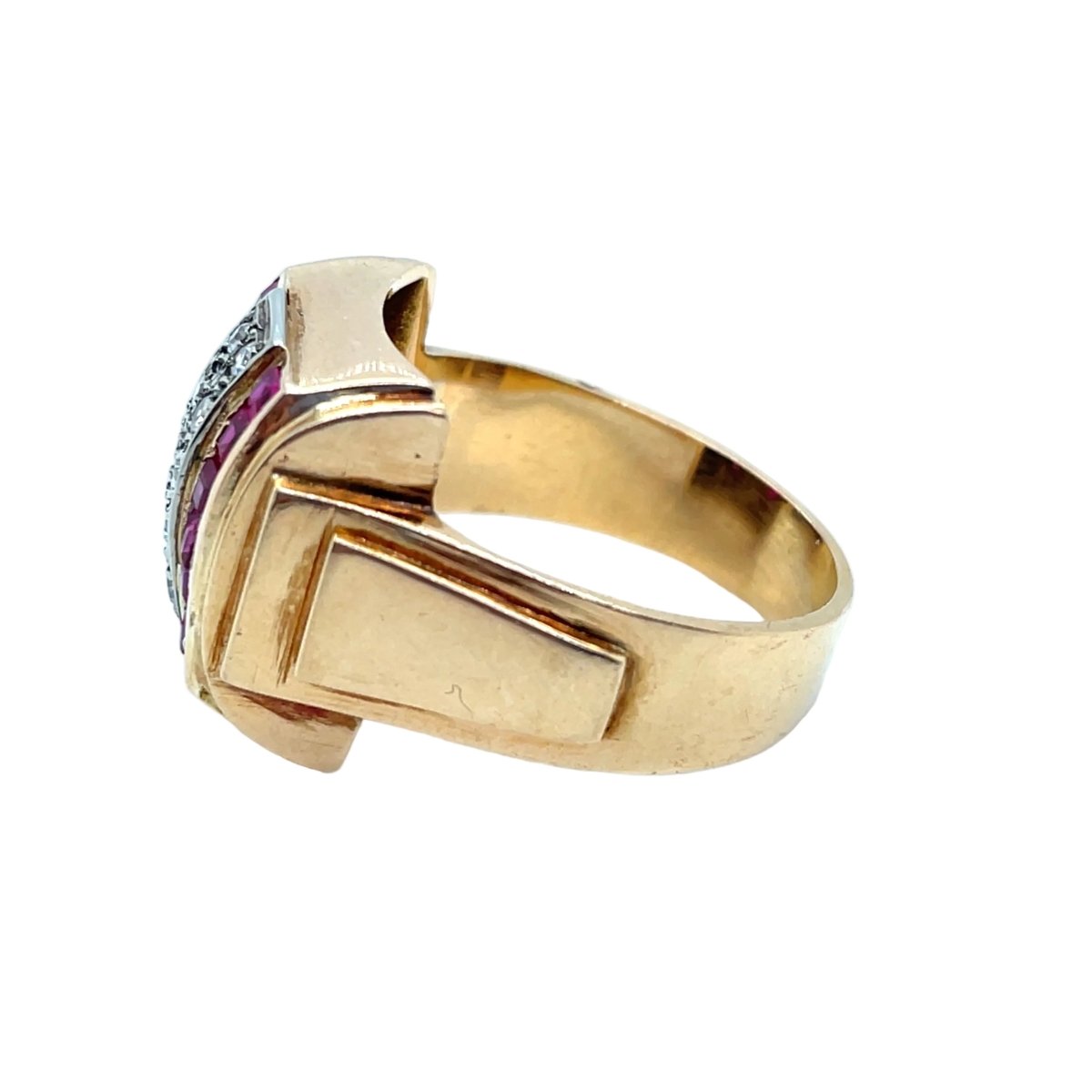 Bague Tank en or rose et diamants - Castafiore