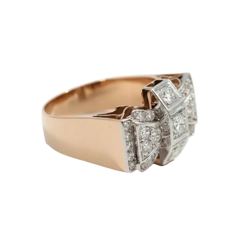 Bague Tank en or rose et diamants - Castafiore