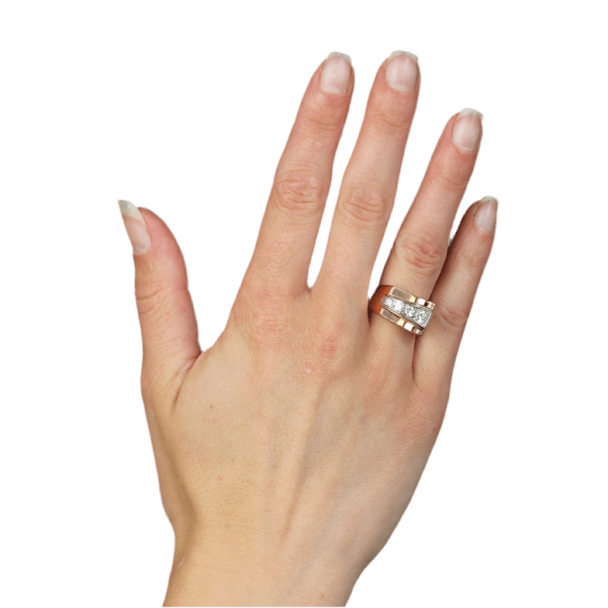 Bague Tank en or rose et diamants - Castafiore