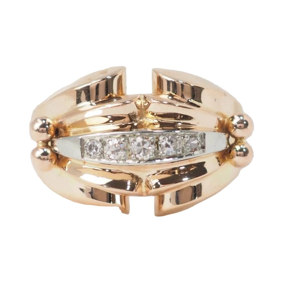 Bague Tank en or rose et diamants - Castafiore