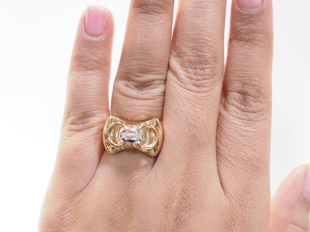 Bague Tank en or rose et diamants - Castafiore