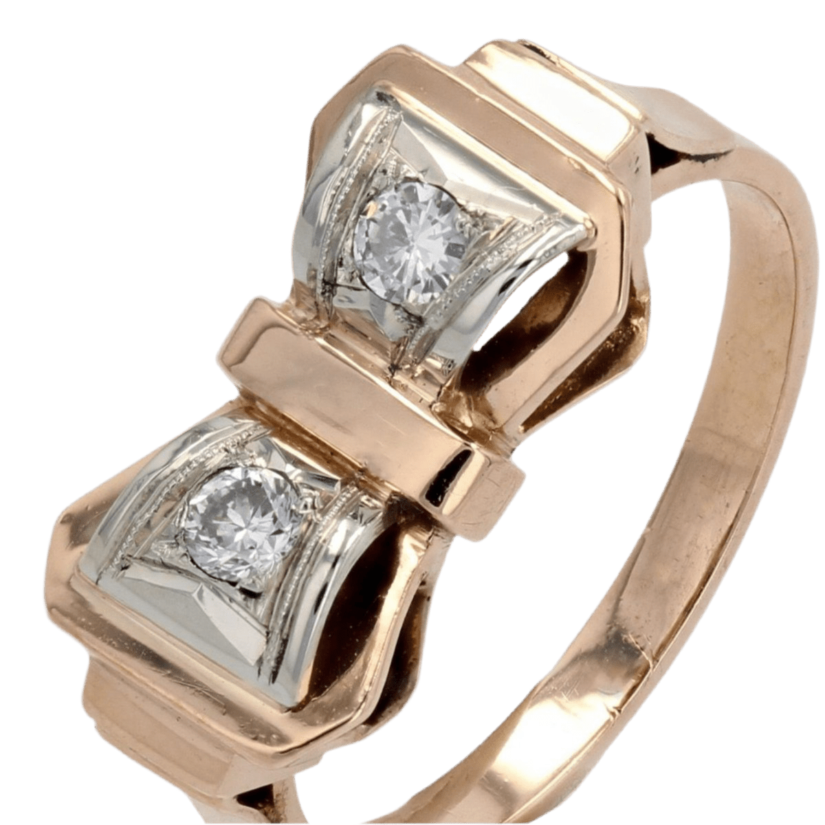 Bague Tank en or rose et diamants - Castafiore