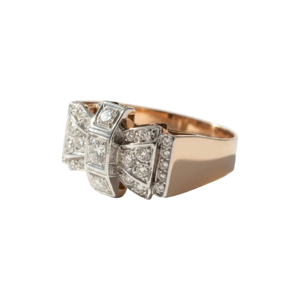 Bague Tank en or rose et diamants - Castafiore