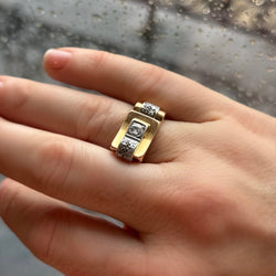 Bague Tank en or rose et diamants - Castafiore