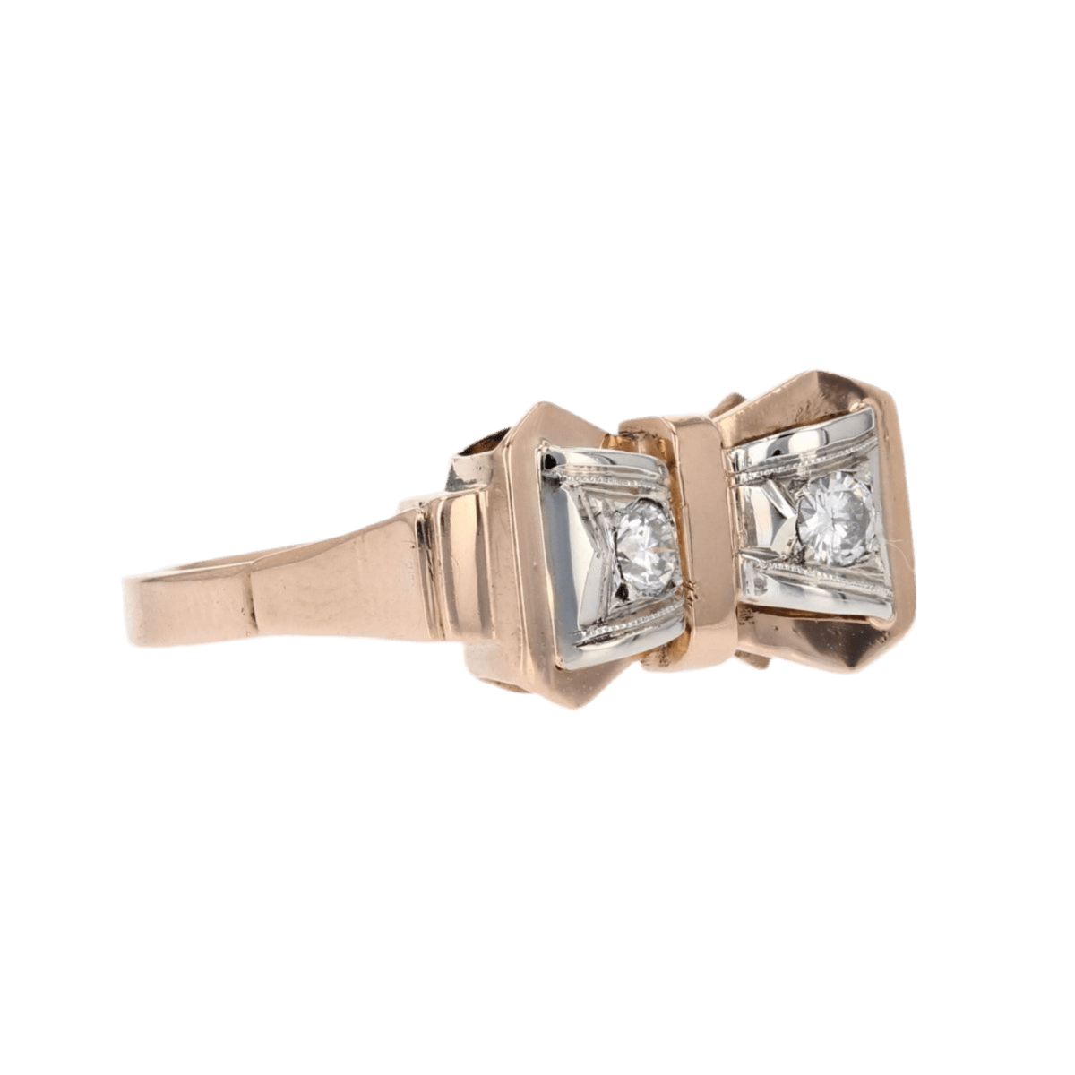 Bague Tank en or rose et diamants - Castafiore