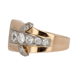 Bague Tank en or rose et diamants - Castafiore