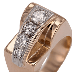 Bague Tank en or rose et diamants - Castafiore