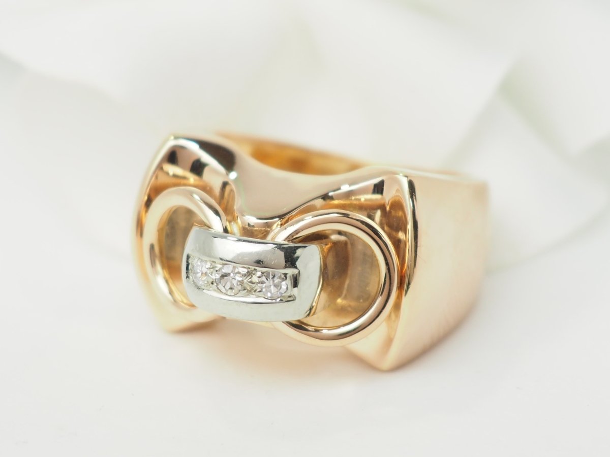 Bague Tank en or rose et diamants - Castafiore