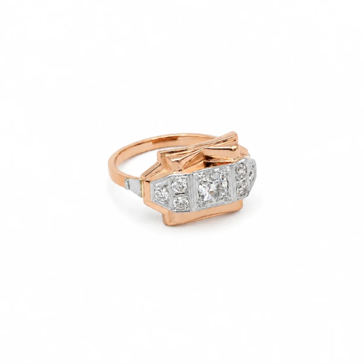 Bague Tank en or rose et diamants - Castafiore