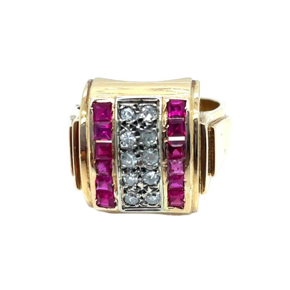 Bague Tank en or rose et diamants - Castafiore