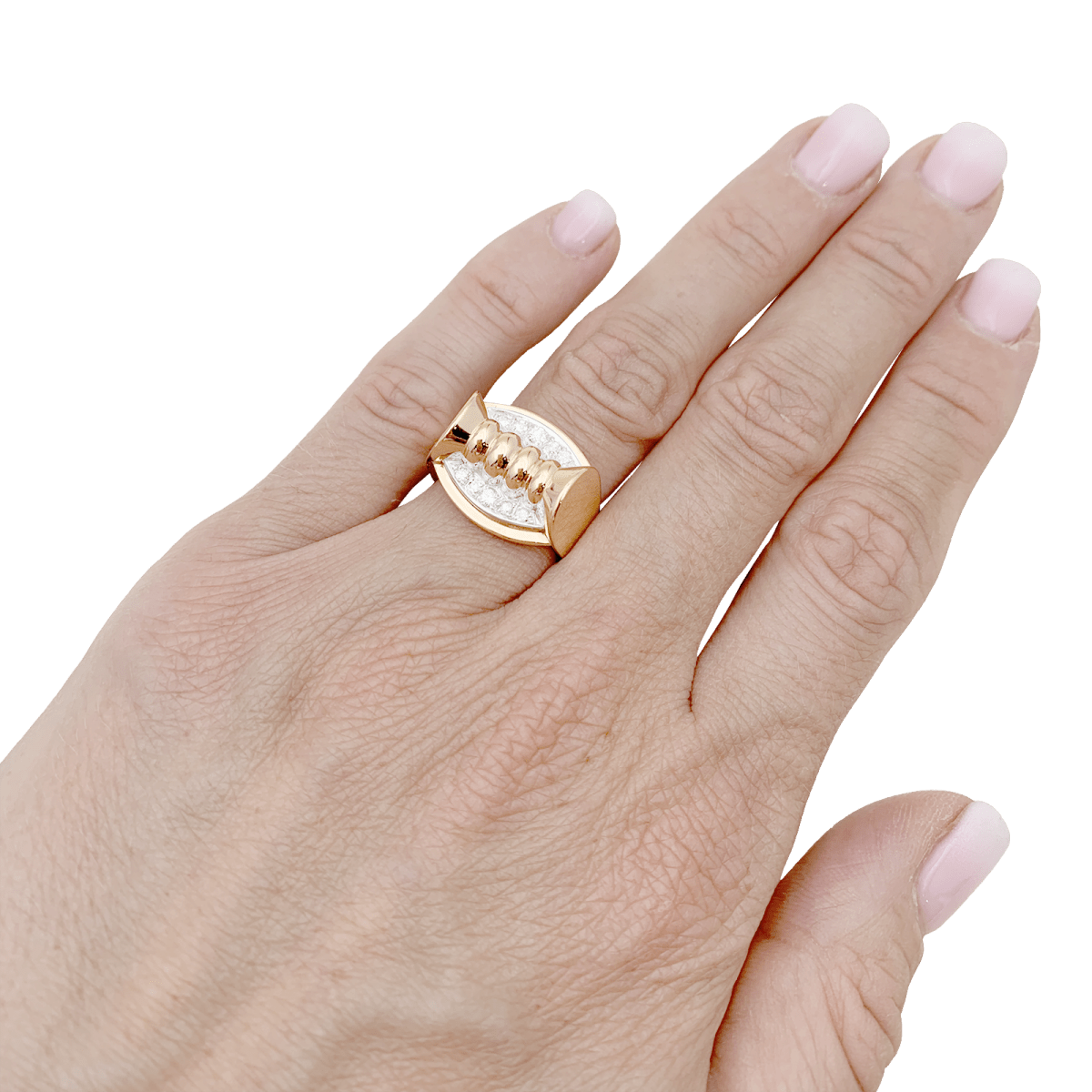 Bague Tank en or rose et diamants - Castafiore