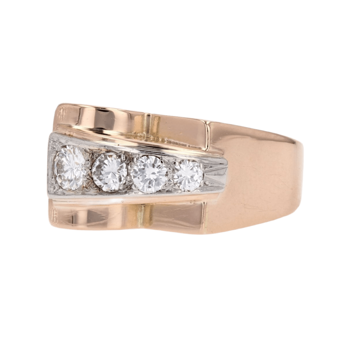 Bague Tank en or rose et diamants - Castafiore