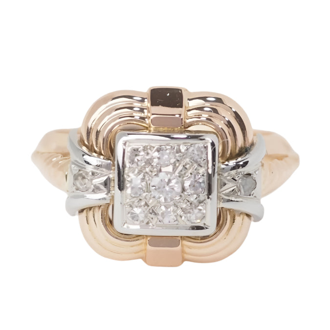 Bague Tank en or rose et diamants - Castafiore