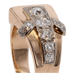 Bague Tank en or rose et diamants - Castafiore