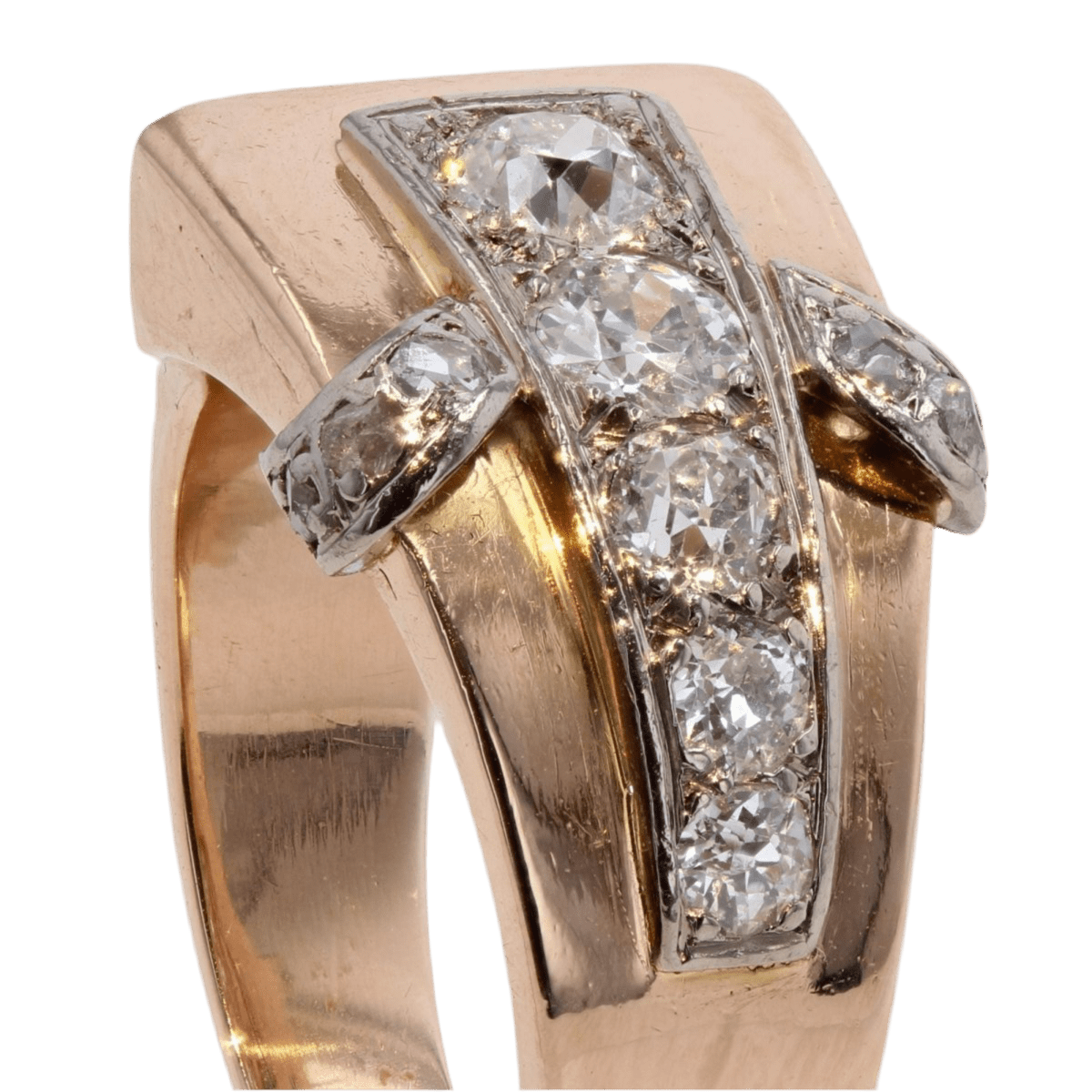 Bague Tank en or rose et diamants - Castafiore