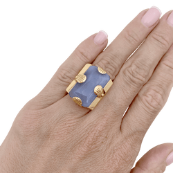 Bague Tank en or rose et jade - Castafiore