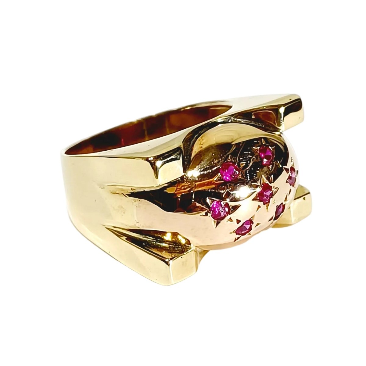 Bague Tank en or rose et rubis - Castafiore