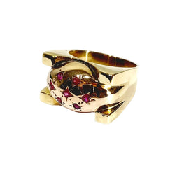 Bague Tank en or rose et rubis - Castafiore