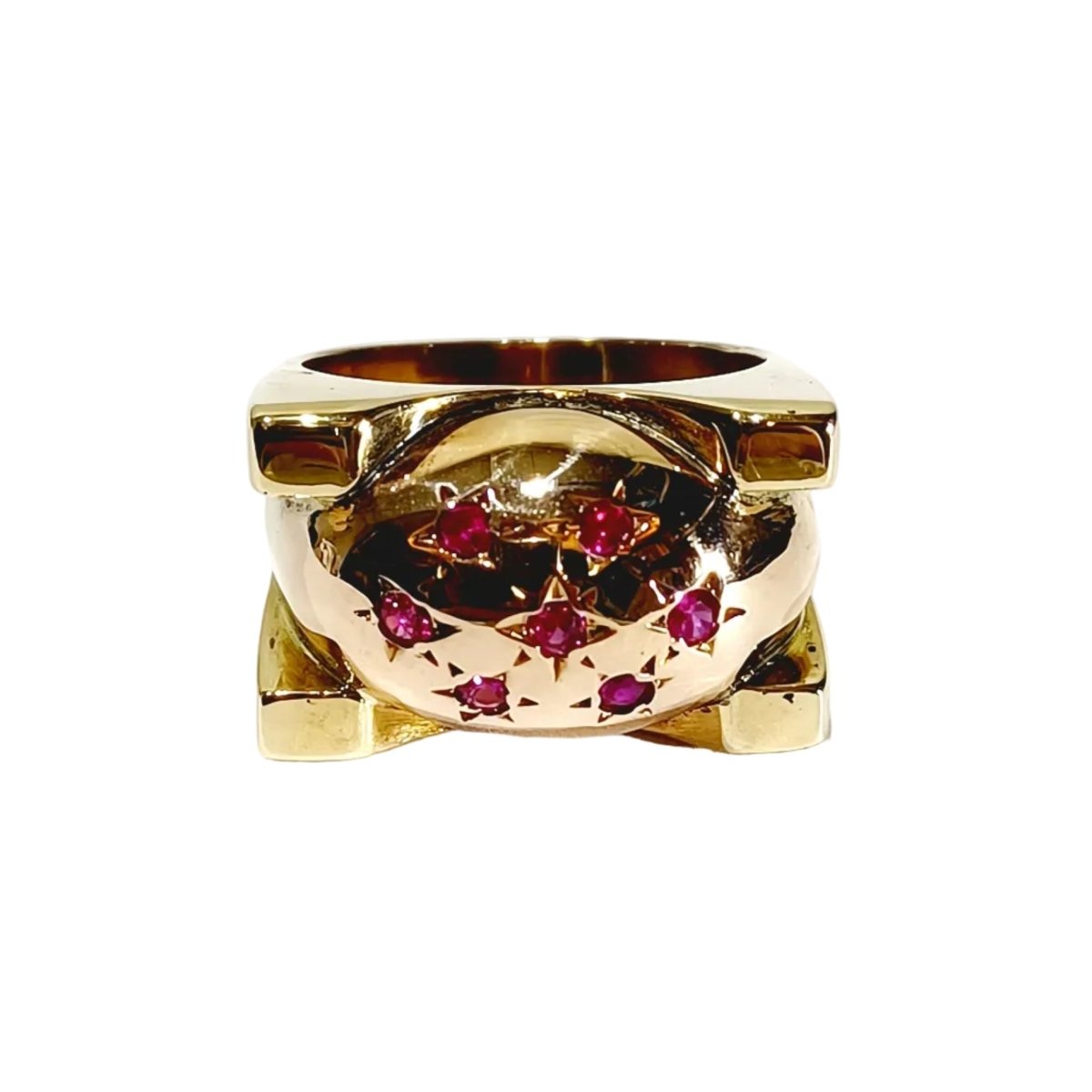 Bague Tank en or rose et rubis - Castafiore