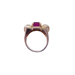 Bague Tank en or rose et rubis - Castafiore