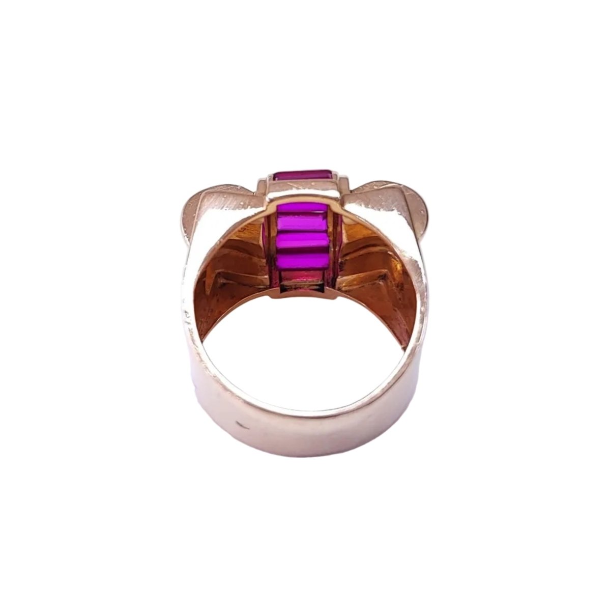 Bague Tank en or rose et rubis - Castafiore
