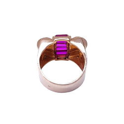 Bague Tank en or rose et rubis - Castafiore