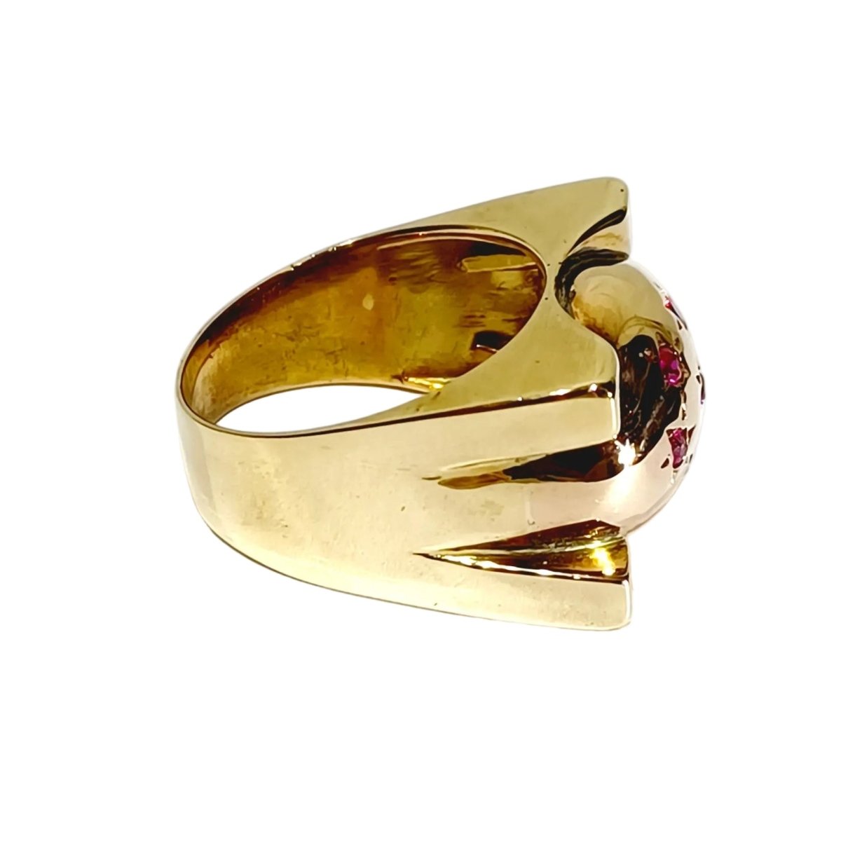 Bague Tank en or rose et rubis - Castafiore