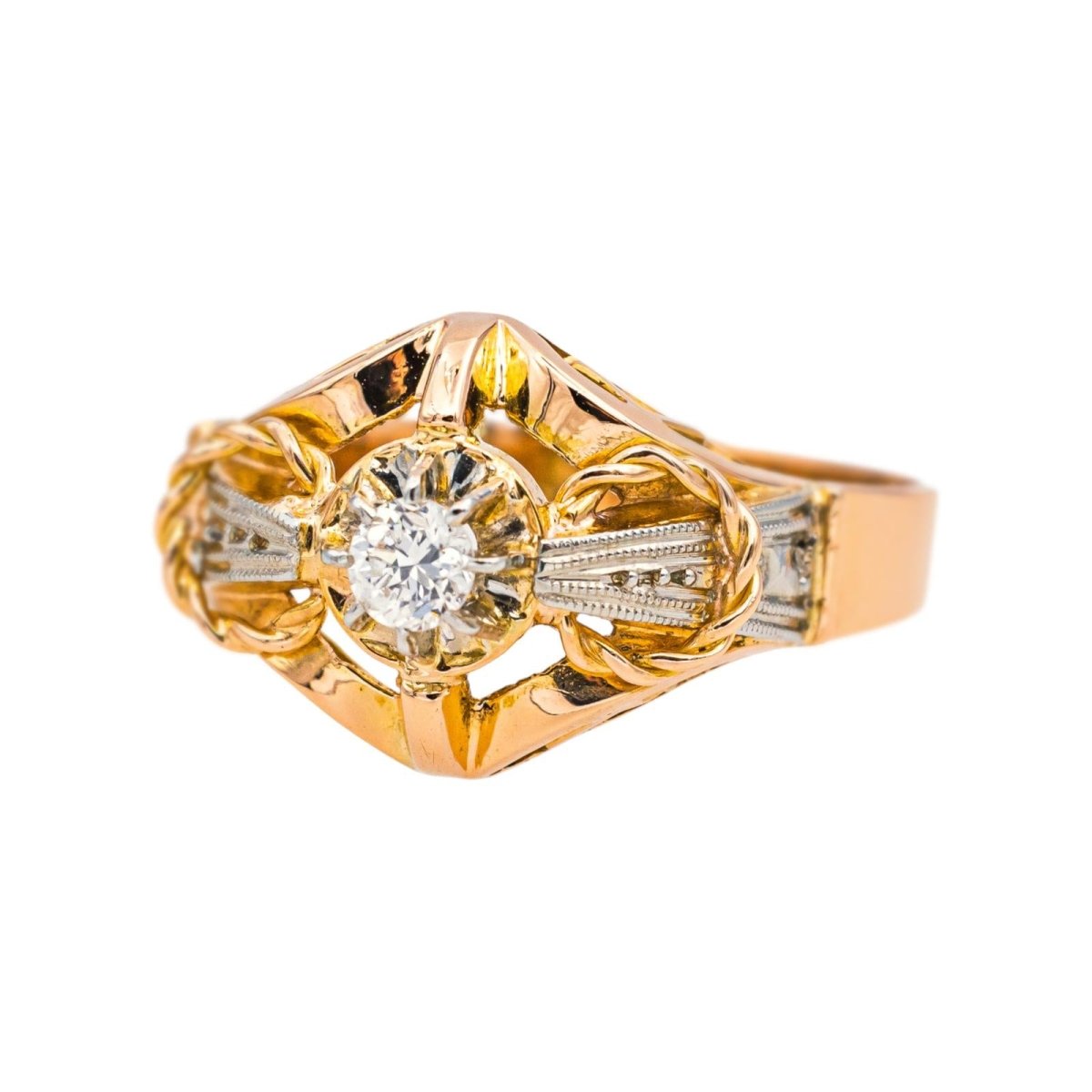 Bague Tank en or rose, or blanc et diamant - Castafiore