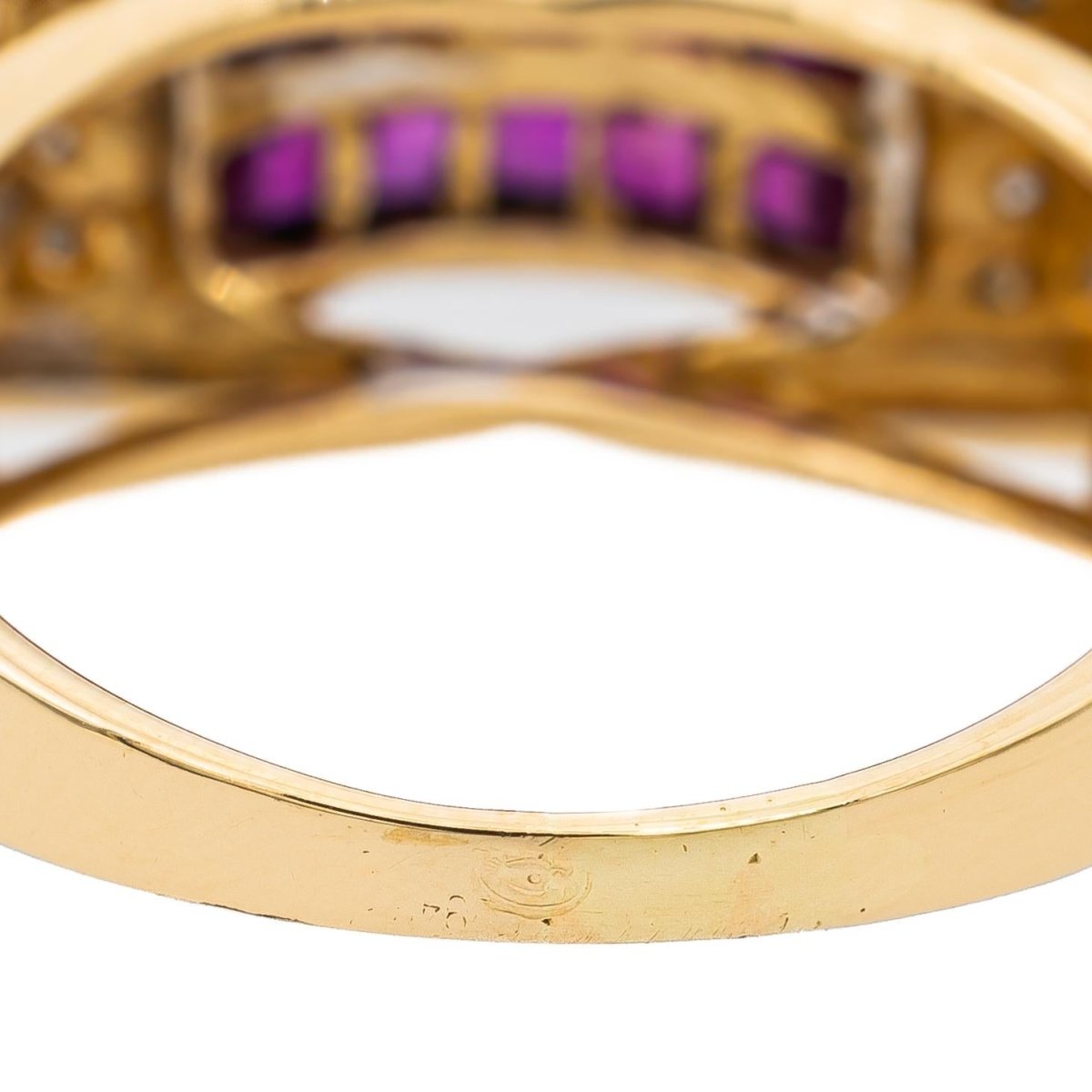 Bague Tank en or rose, or jaune, rubis et diamants - Castafiore