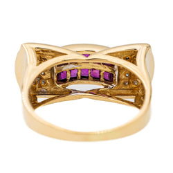 Bague Tank en or rose, or jaune, rubis et diamants - Castafiore
