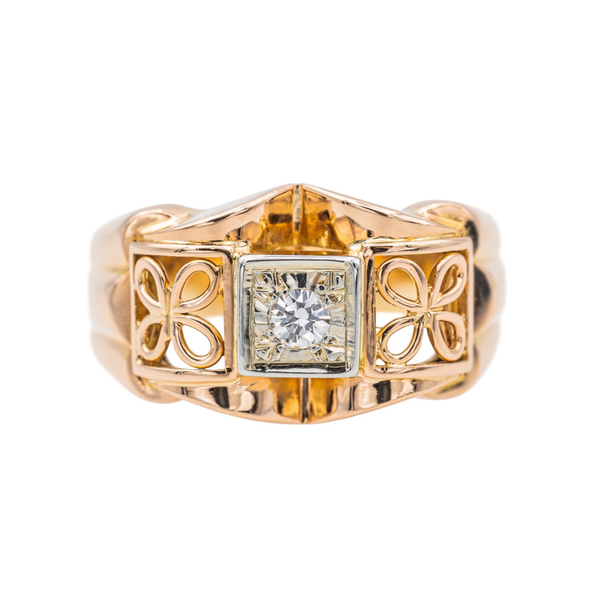 Bague Tank en or rose, platine et diamant - Castafiore