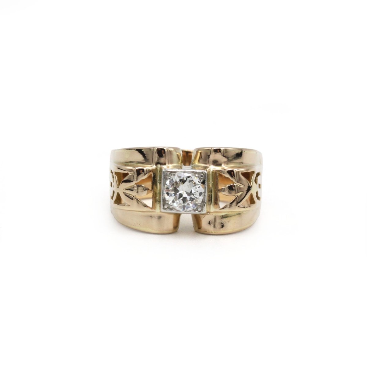 Bague Tank en or rose, platine et diamant - Castafiore