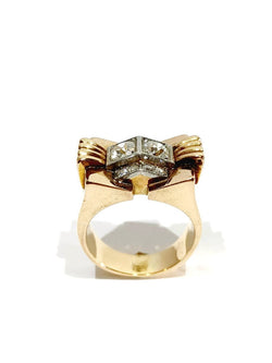 Bague Tank en or rose, platine et diamant - Castafiore