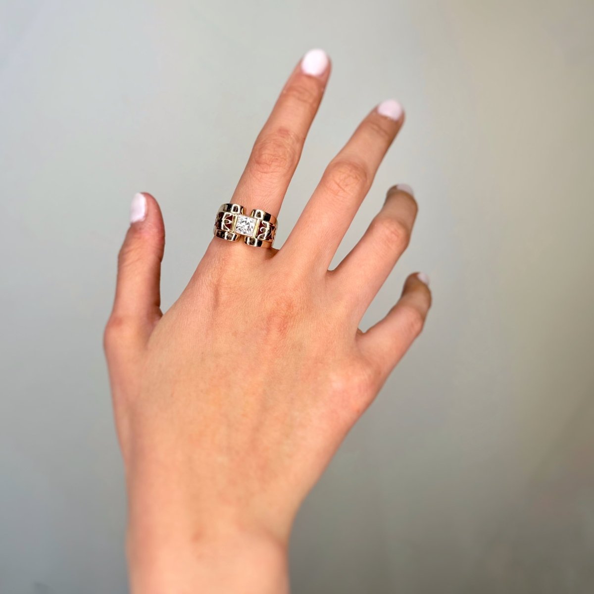 Bague Tank en or rose, platine et diamant - Castafiore