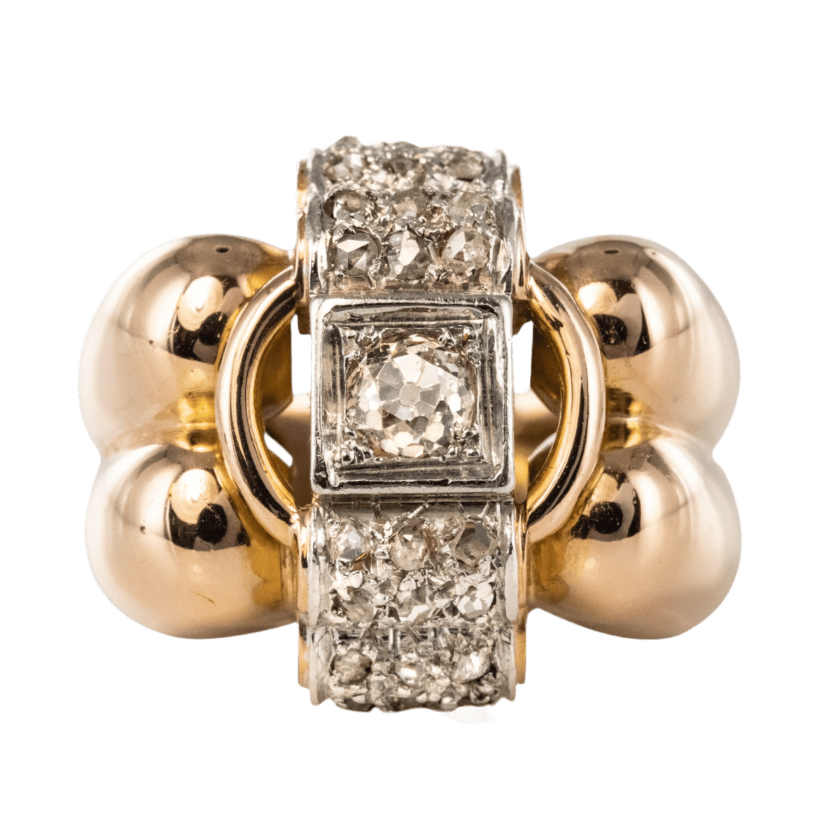 Bague Tank en or rose, platine et diamant - Castafiore