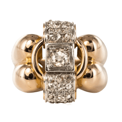 Bague Tank en or rose, platine et diamant - Castafiore
