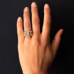 Bague Tank en or rose, platine et diamant - Castafiore