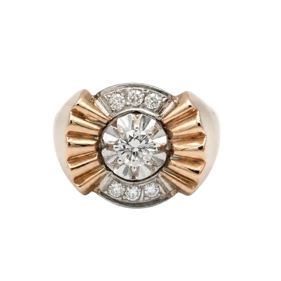 Bague Tank en or rose, platine et diamants - Castafiore