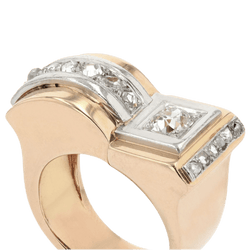 Bague Tank en or rose, platine et diamants - Castafiore
