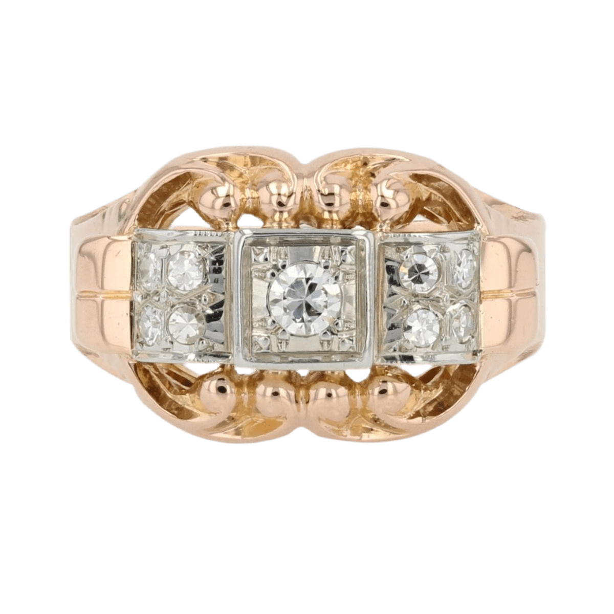 Bague Tank en or rose, platine et diamants - Castafiore