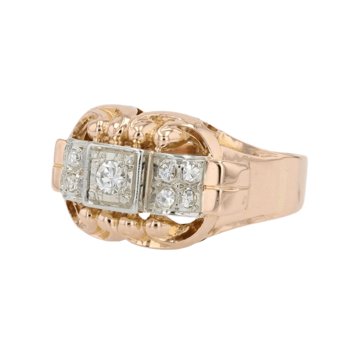 Bague Tank en or rose, platine et diamants - Castafiore